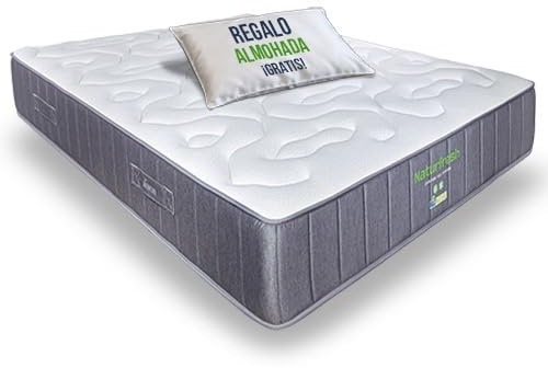 Matnature Naturfresh 90x180– Colchón Viscoelástico con Muelles Ensacados | Altura 22 cm | Máximo Confort | Transpirable, Antiácaros, Ergonómico, Firmeza Media-Alta | 1 Almohada de Regalo