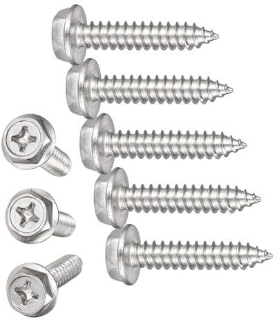 TA-VIGOR M6 x 30mm Self Tapping Screws, 25Pcs Phillips Head Metal Screws | 304 Stainless Steel Hex Washer Screws, Hex Flange Sheet Metal Screws for Metal, Plastic, Wood and DIY Projects