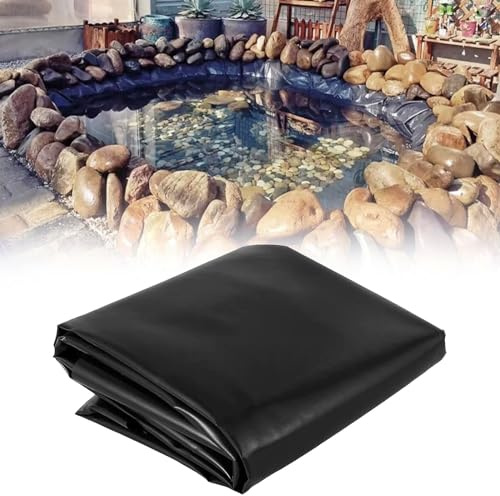 Revestimiento de estanque de peces de 0,12 mm, membrana flexible negra para cascadas de jardín, fuentes y paisajismo, revestimiento preformado para estanques (5 x 5 m) para uso en exteriores