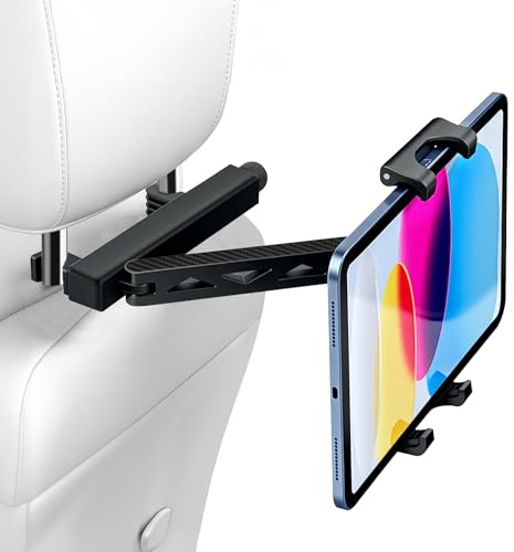 URAQT Support Tablette Voiture, Support Tablette pour Appuie-tête Bras d'Extension Pliable, 360° Rotation Universel Tablettes Voiture Enfant, Compatible avec iPad et Tous Les Appareils 4.7-13 Pouces