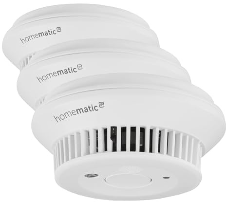 Homematic IP Smart Home Rauchwarnmelder mit Q-Label, Rauchmelder alarmiert lokal über die Sirene und per Push-Benachrichtigung in der Smartphone-App, integrierte LED-Notbeleuchtung, 156587A0