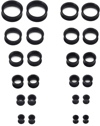 Donvuka 24 Stück Silikon Tunnel Set, 3-22mm Hohle Tunnel mit Weichen Double Flared für Sanftes Dehnen