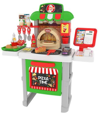 Cose di Casa - Pizza Time Set Gioco Pizzeria per Bambini, 41 Pezzi con Forno, Scanner Realistico e Calcolatrice, 78x70x27 cm, età 3+