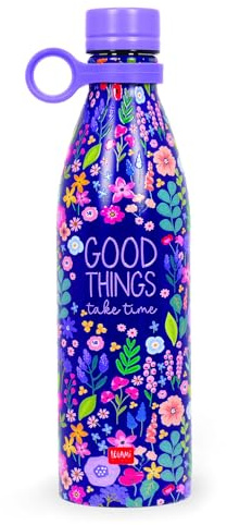 Legami - Bottiglia Termica Hot&Cold, Flowers, 800 ml, Chiusura ermetica, 12 Ore Bevande calde 24 Ore fredde, Manico in Silicone rimovibile, in Acciaio inox, senza BPA