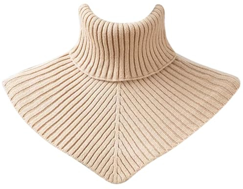 SHYYOULQE Warmes Strickhalsband für den Außenbereich, einfarbig, Innenhals-Abdeckung, modischer Herbstkragen für Herbst und Winter, Damen-Accessoire, beige, One size