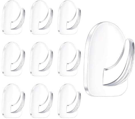 Vaniika Ganchos de pared de plástico autoadhesivos, 10 unidades, pequeños, extra pegajosos, transparentes, adhesivos sin costuras, ganchos de pared multifunción, gancho autoadhesivo para colgar sin