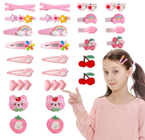 LUFFLOK 28 Pièces Barettes Cheveux Fille, Roses Barettes Cheveux