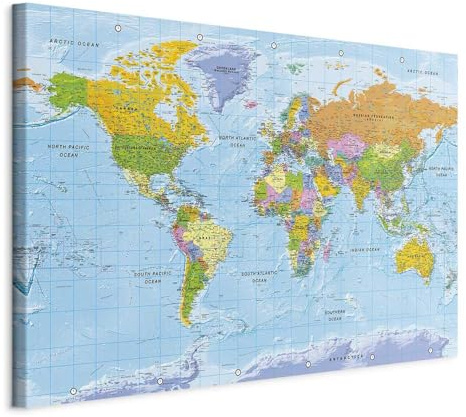 murando - Pinnwand Landkarte Lernkarte, 120x80 cm, Wohnzimmer, Büro, Kork | Kombiniert Pinnwand und Wandbild, praktisch und dekorativ, ideal fürs Büro oder Wohnzimmer, inspirierend, langlebig, stilvoll