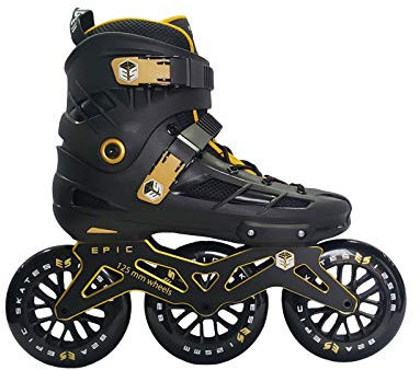Epic Skates 125mm Engage 3-Wheel Inline Speed Skates, Black/Gold, Adult 13, Engage13