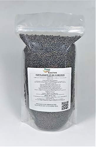 TODOCULTIVO Fertilizante 7-5-12 Acidos Humicos + Micros Quelatados. 1 Kilo. Abono Organo mineralpotasico