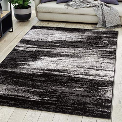 Carpeto Groß Teppich Wohnzimmer 300x400cm Anthrazit Grau Abstrakt Weich | Teppich für Schlafzimmer Esszimmer Büro Pflegeleicht Fußbodenheizungsgeeignet Reinigungsmittelbeständig Kurzflor Synthetisch