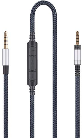 Câble audio de rechange pour écouteurs avec télécommande pour volume et microphone intégré compatible avec Sennheiser Momentum, Momentum 2.0, HD1 et Android