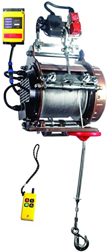 Warrior 110v 500KG Scaffold Hoist with Wireless Remote Control – 30m Steel Cable, Portable, Hooks and Easily Mounts to Scaffolding, Overhead Lifting, Electric Pulley System, Ideal for Garage