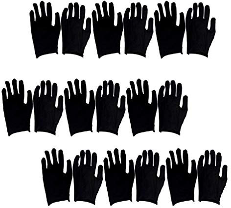 Lot de 12 paires de de travail réutilisables en coton pour adultes - de protection pour le travail industriel et le jardinage - Taille M - Noir