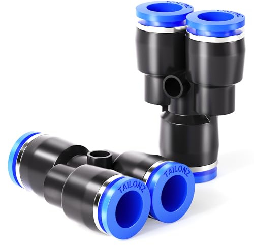 TAILONZ PNEUMATIC Racor en Y de plástico de 8 mm de diámetro exterior para empujar y conectar Racor de 3 vías para empujar y conectar tubos PY8 (paquete de 10)
