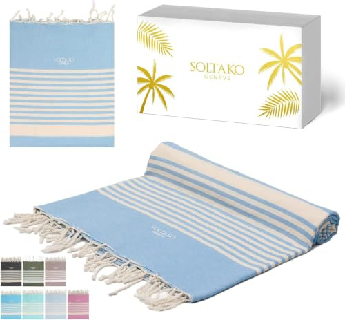 SOLTAKO Fouta Arthur Premium XXL, Denim-Blau, 200/200cm