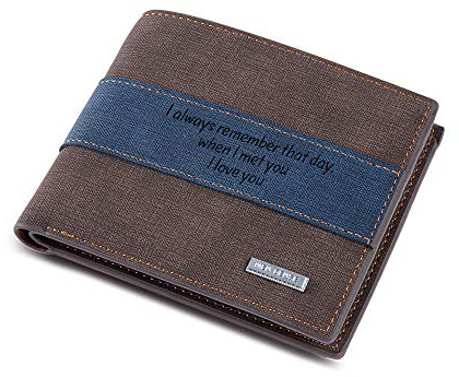 Personalisierte Herren Geldbörse mit Gravur Benutzerdefinierte mit Namen Geldbörse Mann Chic Leder Geldbörse ID Kreditkarte Fotohalter (Dunkelbraun)