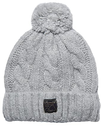 Superdry Damen Tweed Beaniemütze mit Zopfmuster