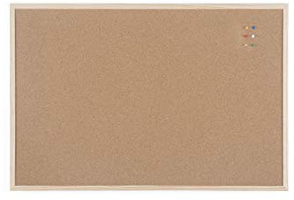 BoardsPlus Lavagna In Sughero, Bacheca In Sughero Autorigenerante Con Cornice In Legno Pino, 90 x 60 cm