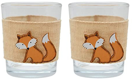 ZauberDeko Teelichtglas Fuchs Orange Tischdeko Kindergeburtstag Herbstdeko 2 Stück