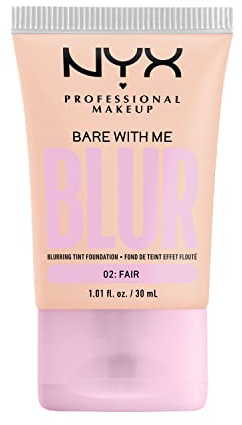 NYX Professional Makeup Blurring Tint Foundation, Medium Coverage, Matte Finish, With Niacinamide, Matcha and Glycerin, 12 Hours Hydrating, Bare With Me Blur, 30 ml, Shade: Fair