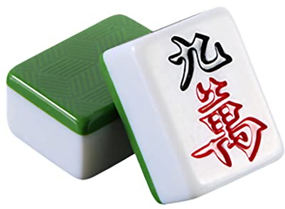 Professionelles chinesisches Mahjong-Spiel-Set, Standard-Spielregeln, grün und blau mit 144 großen Fliesen (46 x 35 mm), für Spiele im chinesischen Stil, Grün