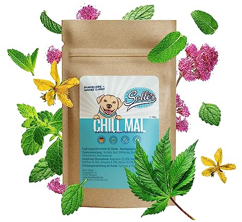 Sollis Beruhigungsmittel für Hunde | 100% natürliche Kräutermischung für Hunde | gegen Stress, Angst, Unruhe und Hyperaktivität | Temporär oder Dauerhaft | 100g