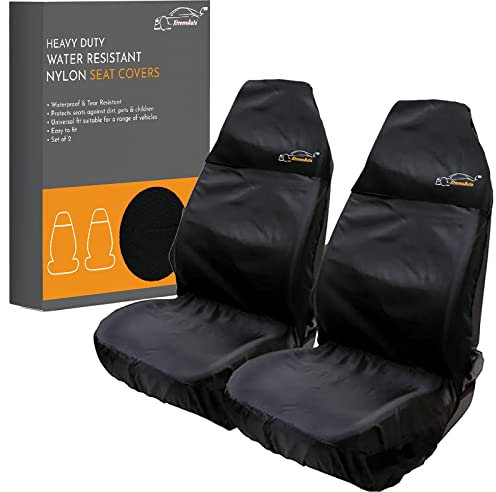 Xtremeauto Car Seat Covers Front Pair - Coloured Top Car Seat Cover Set, Heavy Duty Universal Fitting Set Of 2 Car Seat Protectors, Water Resistant Easy Clean Seat Covers For Car (Black)