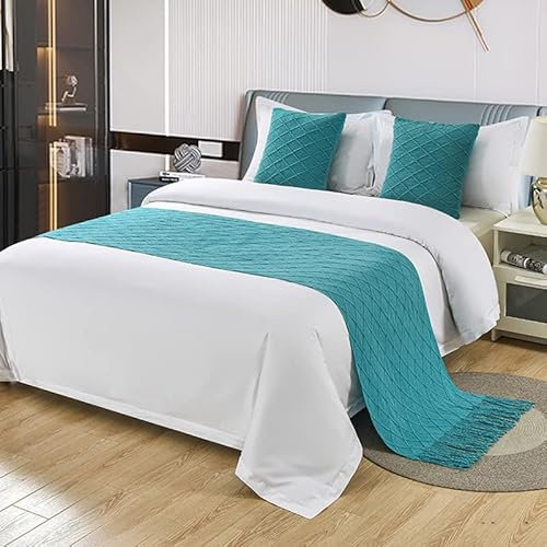 XIAOXIN Nordic Stricken Plaid Bett Handtuch Home Hotel Quaste Werfen Bett Läufer Esszimmer Hochzeit Party Decor Bett Schwanz Handtuch Kissenbezug