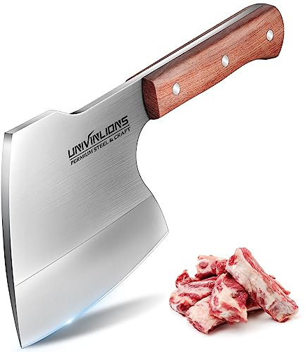 Univinlions Mannaia Da Cucina A Codolo Pieno, Giapponese Per Carne E Ossa, Coltello Da Macellaio Estremamente Affilato, Forgiata A Mano Per Cucina Campeggio BBQ