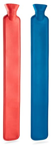 Long Hot Water Bottle 2L - Rubber Hot Water Bag Pack of 1 or 2 for Pain Relief Hot Compress Cramps Back Pain Neck Pain (Pack of 2)