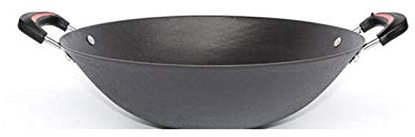 OQHAIR Cocina de Hierro Fundido u, Cocina Grande u Sartén de Fondo Redondo, Sartén Binaural Antiadherente Sin Revestimiento, Cocina de Cazuela u Utensilios de Cocina (Tamaño : 40cm) (38c