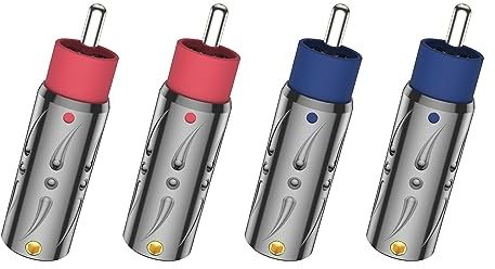 Viborg 4 Stück Cinch Stecker High End Löten VR105S Männlich RCA Verbinder Für Kabel bis 8,5 mm-cinch stecker zum löten (Reines Kupfer Versilbert)