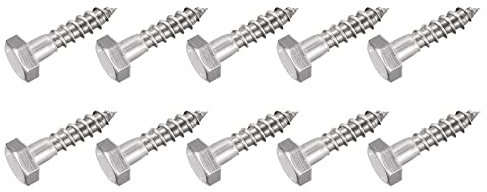 METALLIXITY Sechskantschrauben (M10x40mm)10Stk 304 Edelstahl Stahl Selbstschneidende Holz Schrauben - für Haushalts Anwendungen