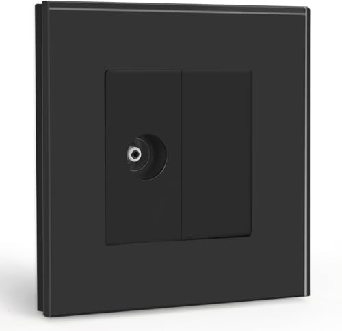 BSEED Presa a Muro Standard EU 1/2 Presa Coassiale per Antenna TV da Incasso e 1/2 Pannello Vuoto, Nero 86mm