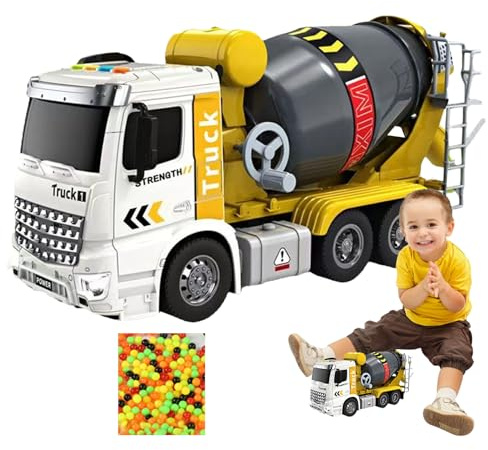 Neamou Jouet malaxeur à béton, camions de Construction - Camion de Ciment Jouet,Camion de Construction Jouet alimenté par Friction à l'échelle 1:32, à partir de 3 Ans, garçons et Filles