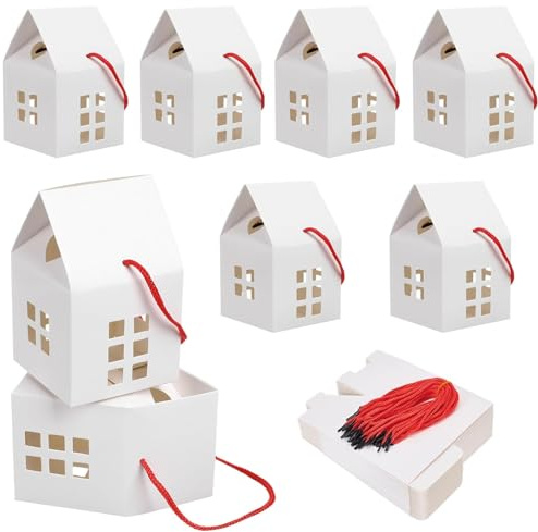 KAYEF 30 Stück Kraftpapier Geschenkboxen – Wiederverwendbare Kartons für DIY-Geschenke, Hochzeiten, Partys und Geburtstagspakete – 8 × 8 × 7,5 cm, Weiß