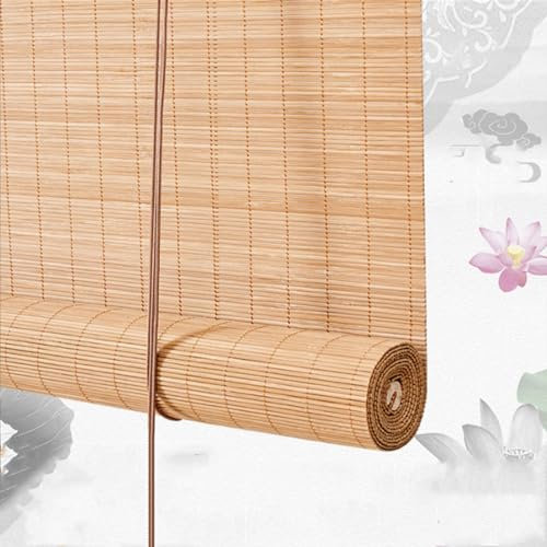 XINGWANGG Natur Bambusrollo Sonnenschutz Bambus Raffrollo Verdunkelungsrollo Sichtschutz Rollo für Fenster Tür,Jalousien aus Holz,Blickdicht,Lichtdurchlässig,Anpassbare,Breite x Höhe (110cm x 110cm)