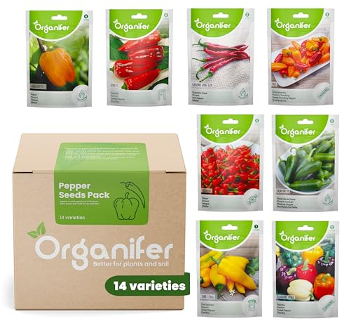 Pack Graines De Poivre Et Graines De Paprika - Graines De Potagers - Graines De Poivre - Graines De Paprika - Graines De Jalapeno - Graines De Potager - Graines De Potager - 14 Variétés - Organifer
