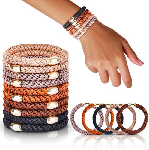 Moguri 1 Pack (10 Stück) Geflochtene Haarbänder ohne Schäden, Elastische Zopfhalter für dickes Haar, Langlebig und Vielseitig, Perfekt für tägliche Frisuren, Neutral