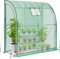 Serre adossée robuste avec 2 portes enroulables à fermeture éclair, fenêtre en maille et housse en polyéthylène – Serre tunnel de jardin d'extérieur pour plantes, L 200 x l 100 x H 215 cm (vert)