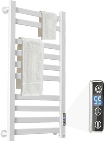 AyiDrmjj Heated Towel Rack for Bathroom Towel Warmer Racks Wall Mounted with Timer & Temperature Multi-Level Adjustments with 10 Bars for Bathroom Shower Hot Tub Spa(White)