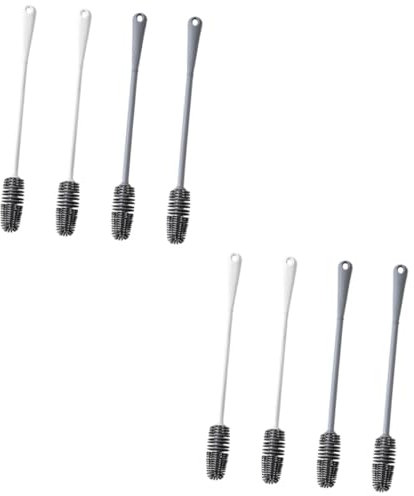 FRCOLOR 8stücke Silikon Flaschenbürsten Mit Langem Griff Reinigung Für Babyflaschen Sportflaschen Und Hohe Tassen Flexibel Und Langlebig Praktische Haushaltsbürsten
