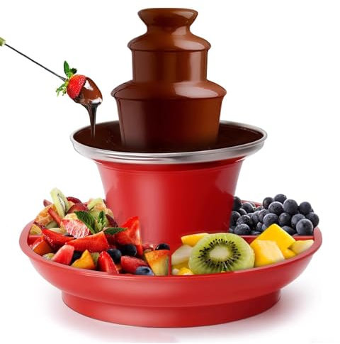 YHJLZNA Chocolate Fountain Machine,3 Tier Chocolate Fountain Fondue Machine,Ease of assembly,Hot Nacho Cheese Fountain for Parties,Cheese, Ranch,Sauce,Wedding