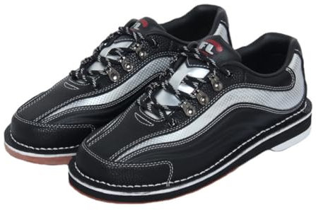 VEACAM Mens Womens Indoor Bowling Shoes Lace Up Comfort Breathable Bowl Sneakers,Black,8.5 UK