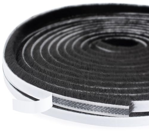 Burlete Excluyente de Corrientes de Cepillo para Ventanas, 10 Metros(L) x 9 mm(A) x 5mm(G) Tira de Sellado Autoadhesiva de Cepillo Contra la Intemperie Tope de Aire para Puerta Corredera/Exterior