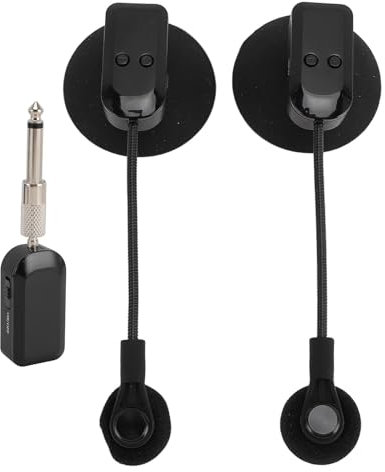 YUEHISY 2PCS Instrument Microphone System, 2.4G UHF Cliped Condenser Mic, Wireless Mic Receiver System, Voice Amplifier Pickup for Horns Trumpets Guitar Violin Accordion