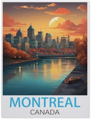 Peinture par Numero pour Enfants，Montréal Canada Affiche de voyage vintage，DIY Peinture à l'huile Peindre par Nombre Kits sur Toile à Faire soi-même avec Pinceaux（20x30cm）7,8x11,8 pouces-CP99