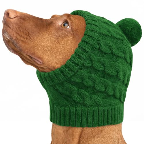 CITÉTOILE Weihnachtsmütze Hund Bommel Strickmütze für Hunde Grün XL | Weicher Hundeohrenwärmer, Warme Santa Hundemütz für Kleine Große Hunde & Katzen, Ideal für Weihnachten & Festtage