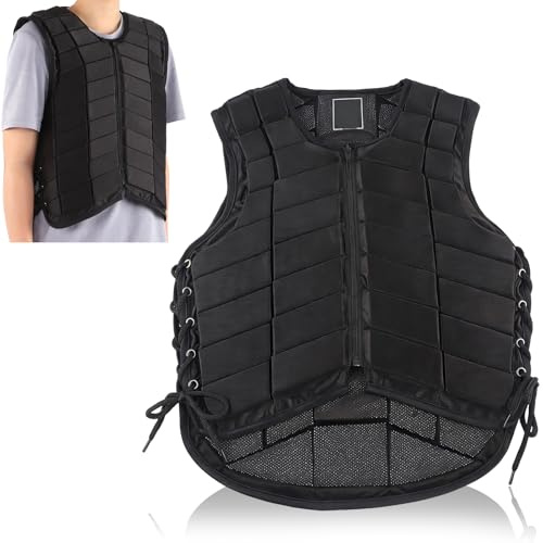 equlup Gilet équestre, Professionnel de Protection de la sécurité rembourré Zipper Protector Gear Gilet Confortable réglable Respirant Body Wearing Tissu pour Adultes équitation (S)